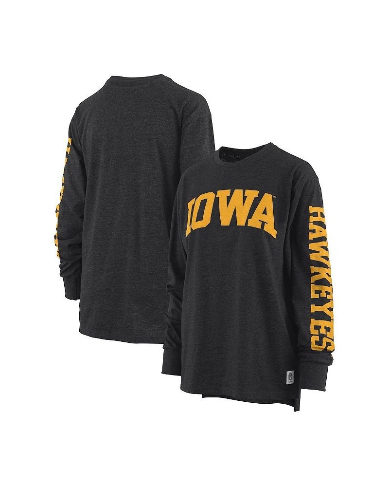 Women's Black Iowa Hawkeyes Plus Size Two-Hit Canyon Long Sleeve T-shirt Black $32.99 Tops