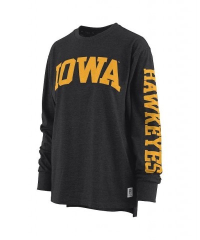 Women's Black Iowa Hawkeyes Plus Size Two-Hit Canyon Long Sleeve T-shirt Black $32.99 Tops