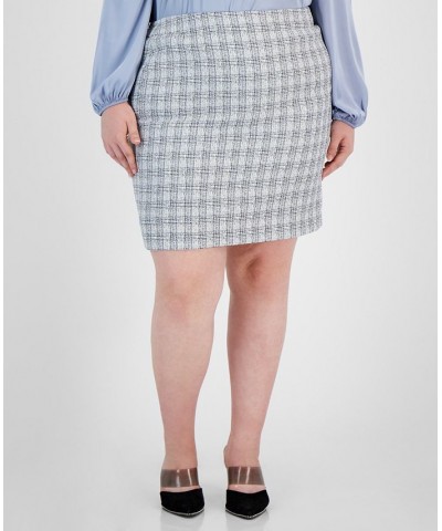 Plus Size Tweed Pencil Skirt Bar White Combo $23.53 Skirts