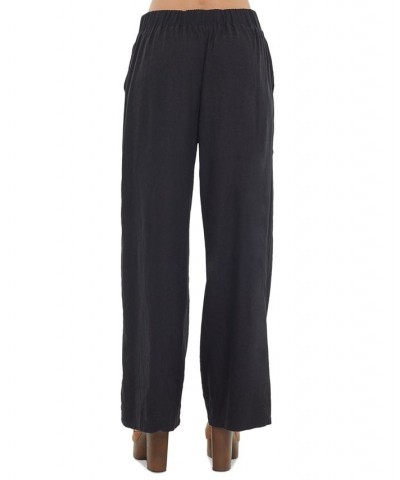 Women's Elastic-Waist Wide-Leg Pull-On Pants Black $13.78 Pants