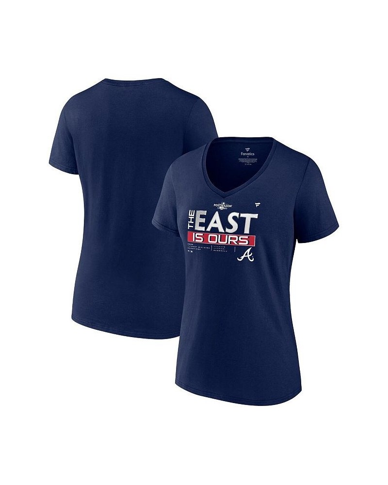 Women's Branded Navy Atlanta Braves 2022 NL East Division Champions Locker Room V-Neck T-shirt Navy $20.00 Tops