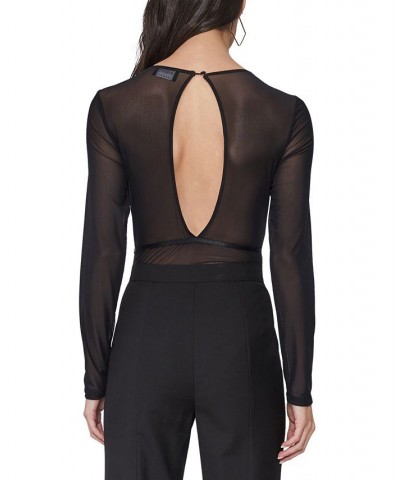 Women's Ambrosia Contrast-Lace Bodysuit Black $34.87 Tops