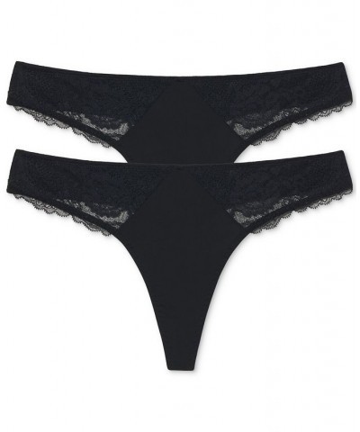 Women's Minx Thong 2-Pk Underwear Black $25.97 Panty