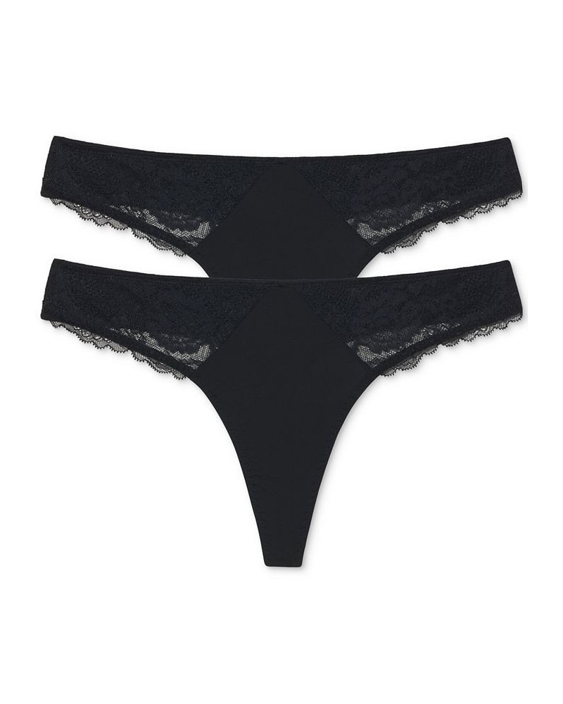 Women's Minx Thong 2-Pk Underwear Black $25.97 Panty