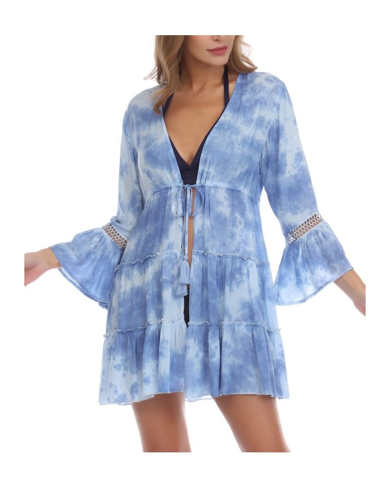 Women's Tie-Dyed Bell-Sleeve Cover-Up Ocean Tie Dye $33.28 Swimsuits