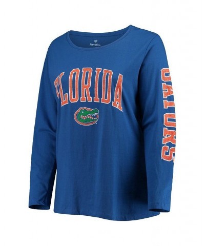 Women's Royal Florida Gators Plus Size Campus Arch Logo 2-Hit Scoop Neck Long Sleeve T-shirt Royal $27.50 Tops