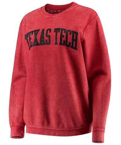 Women's Red Texas Tech Red Raiders Comfy Cord Vintage-Like Wash Basic Arch Pullover Sweatshirt Red $40.00 Sweatshirts