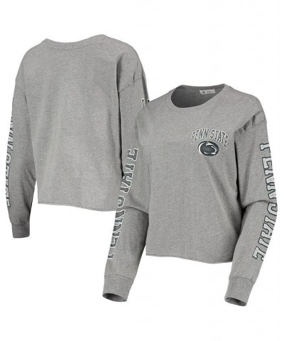 Women's '47 Heathered Gray Penn State Nittany Lions Ultra Max Parkway Long Sleeve Cropped T-shirt Heathered Gray $25.30 Tops