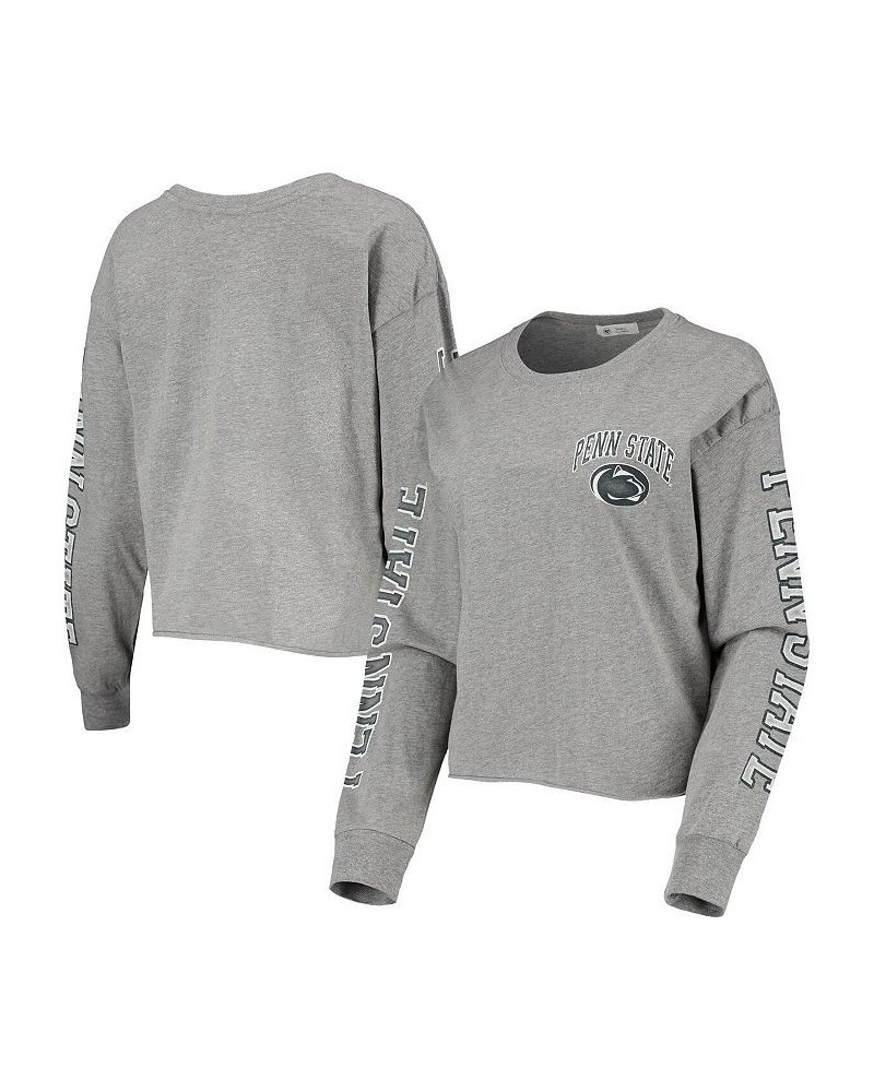 Women's '47 Heathered Gray Penn State Nittany Lions Ultra Max Parkway Long Sleeve Cropped T-shirt Heathered Gray $25.30 Tops