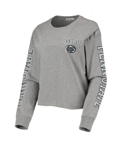 Women's '47 Heathered Gray Penn State Nittany Lions Ultra Max Parkway Long Sleeve Cropped T-shirt Heathered Gray $25.30 Tops