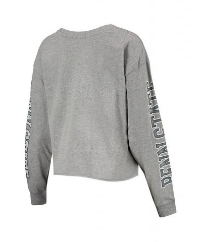 Women's '47 Heathered Gray Penn State Nittany Lions Ultra Max Parkway Long Sleeve Cropped T-shirt Heathered Gray $25.30 Tops