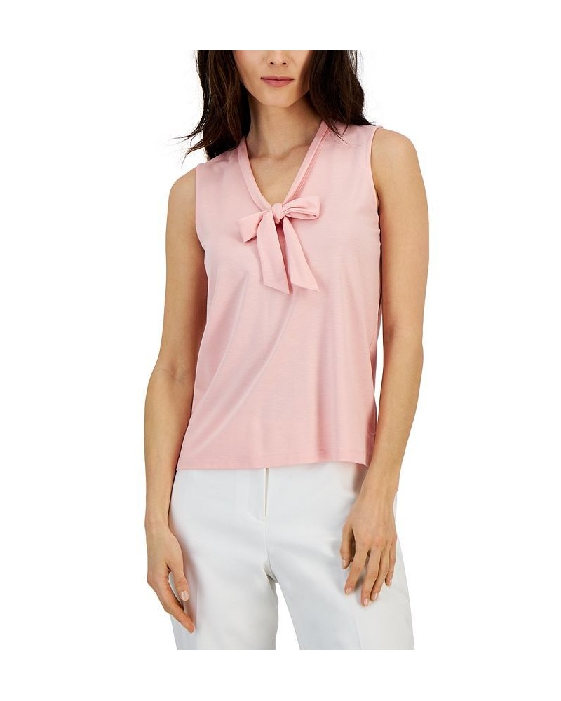 Women's Harmony Tie-Neck Sleeveless Shell Top Pink $33.81 Tops