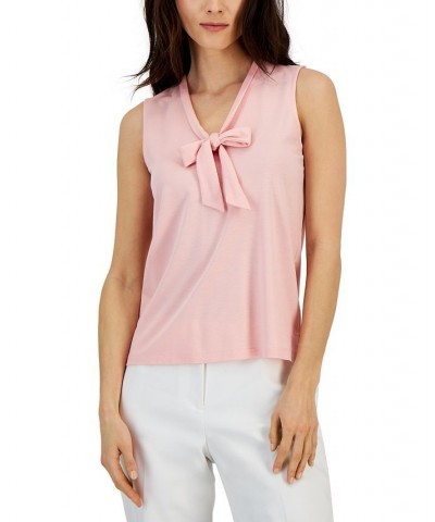 Women's Harmony Tie-Neck Sleeveless Shell Top Pink $33.81 Tops