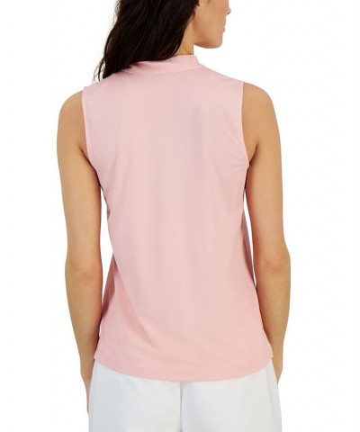 Women's Harmony Tie-Neck Sleeveless Shell Top Pink $33.81 Tops