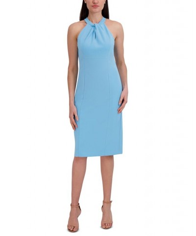Halter-Neck Sleeveless Sheath Dress Blue $40.46 Dresses