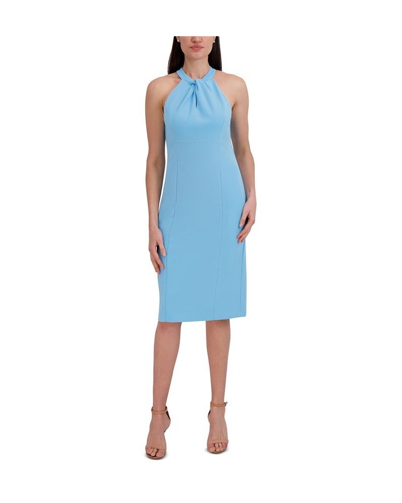 Halter-Neck Sleeveless Sheath Dress Blue $40.46 Dresses