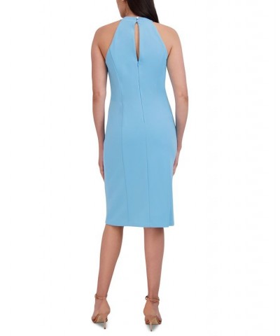 Halter-Neck Sleeveless Sheath Dress Blue $40.46 Dresses