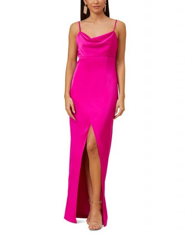 Women's Cowl-Neck Front-Slit Gown Pink Flame $80.50 Dresses