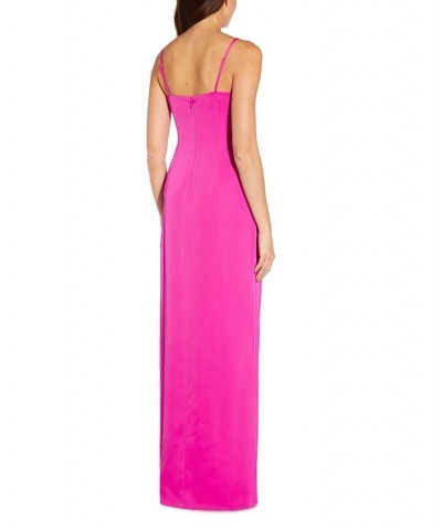 Women's Cowl-Neck Front-Slit Gown Pink Flame $80.50 Dresses