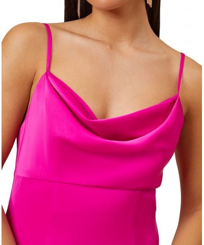 Women's Cowl-Neck Front-Slit Gown Pink Flame $80.50 Dresses