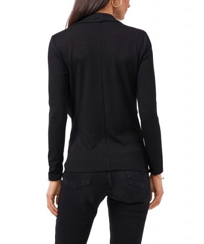 Women’s Cross-Front Long Sleeve Cozy Knit Top Black $21.79 Tops