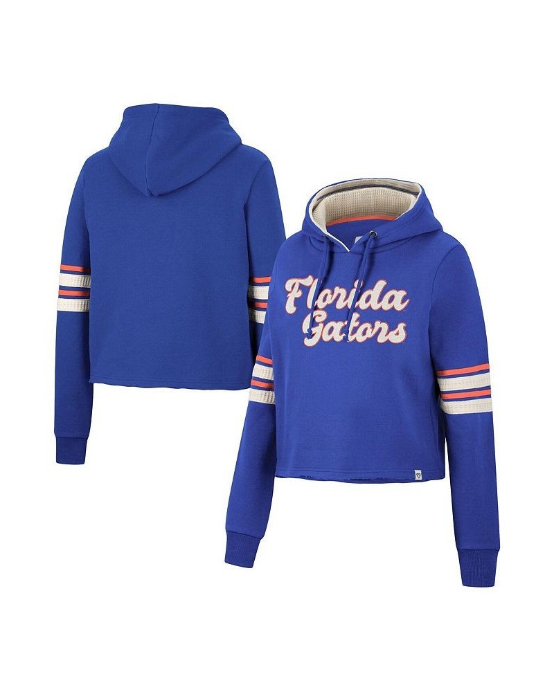 Women's Royal Florida Gators Retro Cropped Pullover Hoodie Royal $28.80 Sweatshirts