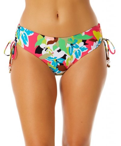 Women's Printed Side-Tie Bikini Bottoms Pink Multi Foral $32.20 Swimsuits