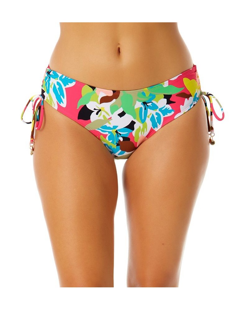 Women's Printed Side-Tie Bikini Bottoms Pink Multi Foral $32.20 Swimsuits