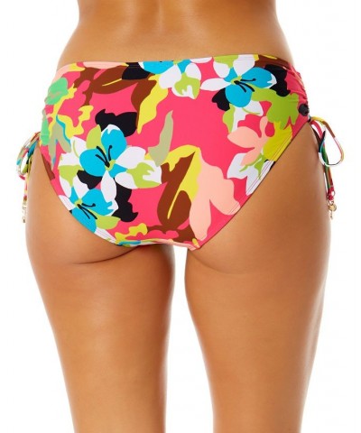 Women's Printed Side-Tie Bikini Bottoms Pink Multi Foral $32.20 Swimsuits