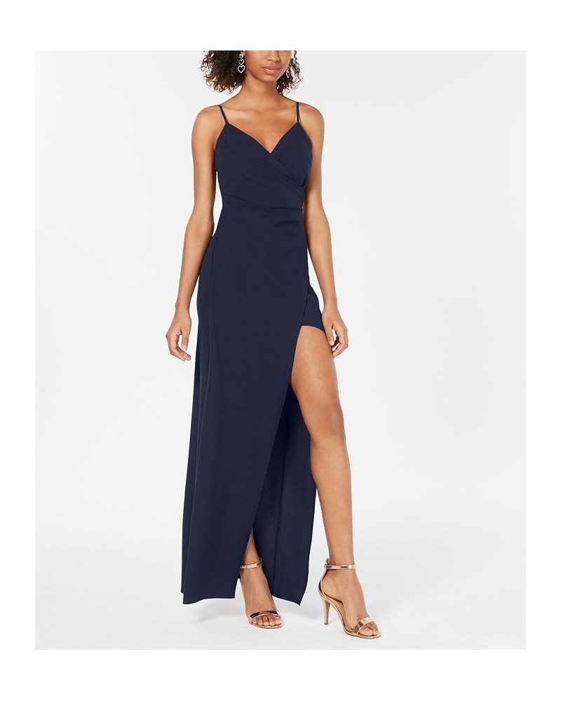 Juniors' High-Slit Gown Navy $43.45 Dresses