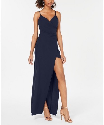 Juniors' High-Slit Gown Navy $43.45 Dresses