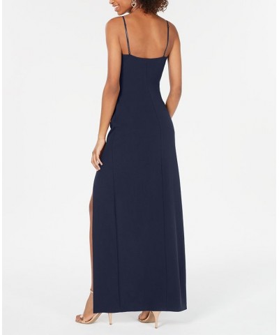 Juniors' High-Slit Gown Navy $43.45 Dresses