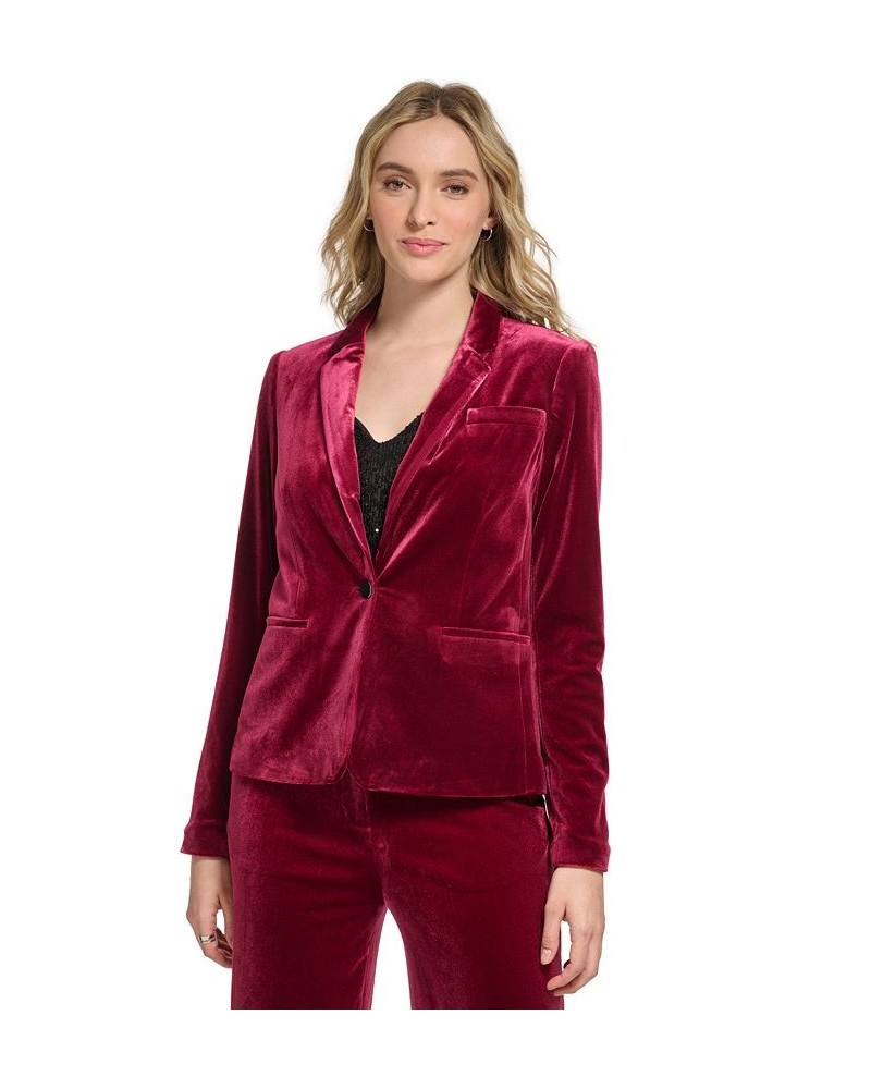 Women's Velvet Blazer Cranberry $15.73 Jackets