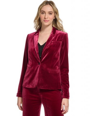 Women's Velvet Blazer Cranberry $15.73 Jackets