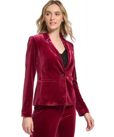 Women's Velvet Blazer Cranberry $15.73 Jackets