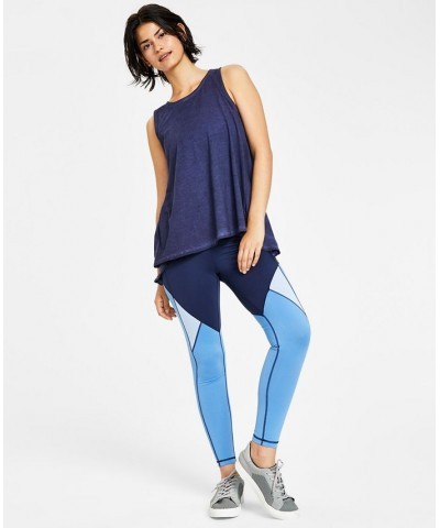 Ideology Women's Split-Back Tank & Colorblocked 7/8 Leggings Indigo Sea $13.08 Hosiery