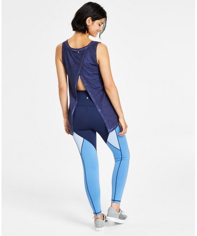 Ideology Women's Split-Back Tank & Colorblocked 7/8 Leggings Indigo Sea $13.08 Hosiery