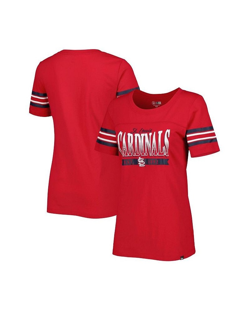 Women's Red St. Louis Cardinals Team Stripe T-shirt Red $24.83 Tops