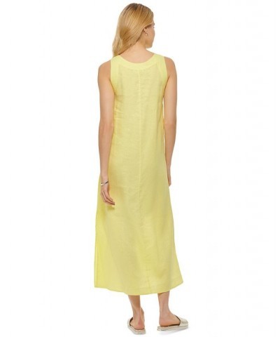 Linen V-Neck Maxi Dress Yellow $43.75 Dresses