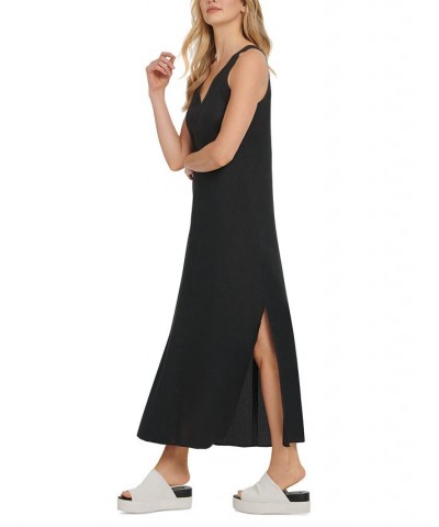 Linen V-Neck Maxi Dress Yellow $43.75 Dresses