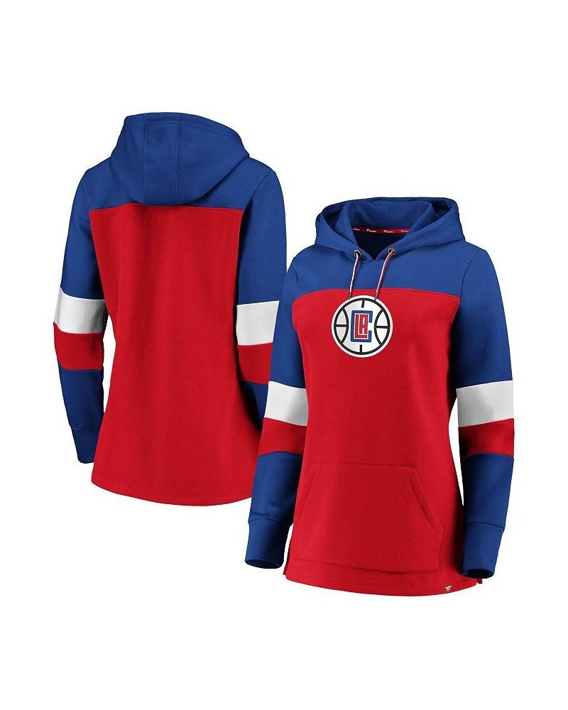 Women's Branded Red Royal LA Clippers Iconic Heavy Block Pullover Hoodie Red, Royal $32.50 Sweatshirts