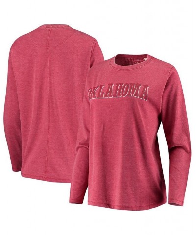 Women's Crimson Oklahoma Sooners Tonal Block Vintage Wash Long Sleeve T-shirt Crimson $23.10 Tops