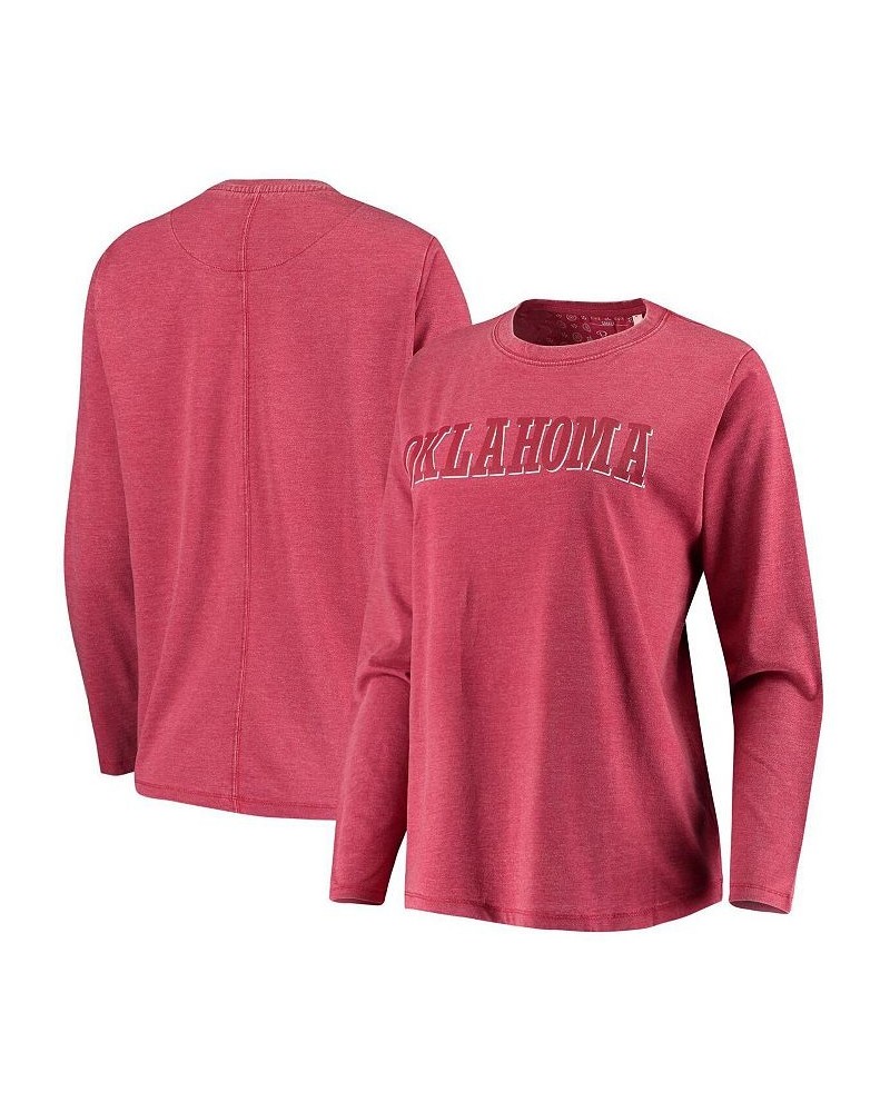 Women's Crimson Oklahoma Sooners Tonal Block Vintage Wash Long Sleeve T-shirt Crimson $23.10 Tops