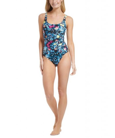 Women's Starburst One-Piece Swimsuit Digital Poppy Black Multi $41.39 Swimsuits