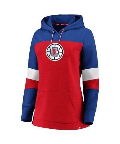 Women's Branded Red Royal LA Clippers Iconic Heavy Block Pullover Hoodie Red, Royal $32.50 Sweatshirts