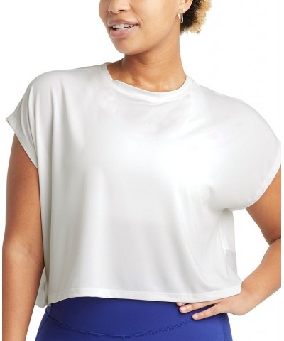 Women's Mesh-Trim Cropped T-Shirt White $14.84 Tops
