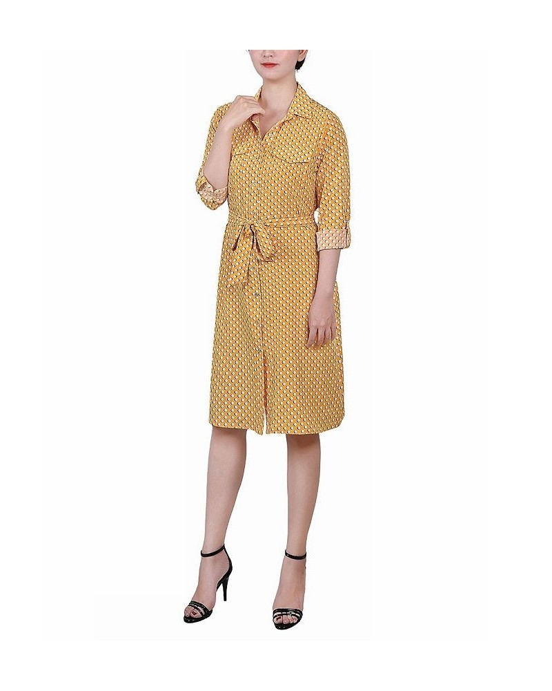 Women's 3/4 Sleeve Roll Tab Shirtdress with Belt Gold-Tone Bidotshade $20.72 Dresses