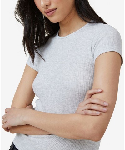 Women's The One Rib Short Sleeve T-shirt Light Gray Marle $16.19 Tops