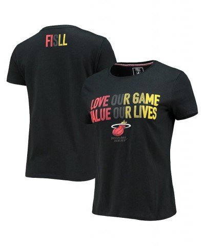 Women's Black Miami Heat Social Justice Team T-shirt Black $26.99 Tops