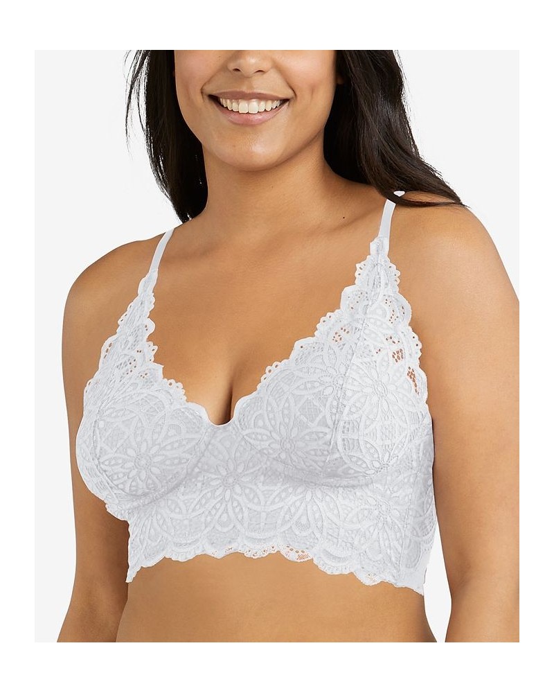 Pure Comfort Lace & Mesh Longline Wireless Bralette DM1188 White $13.23 Bras